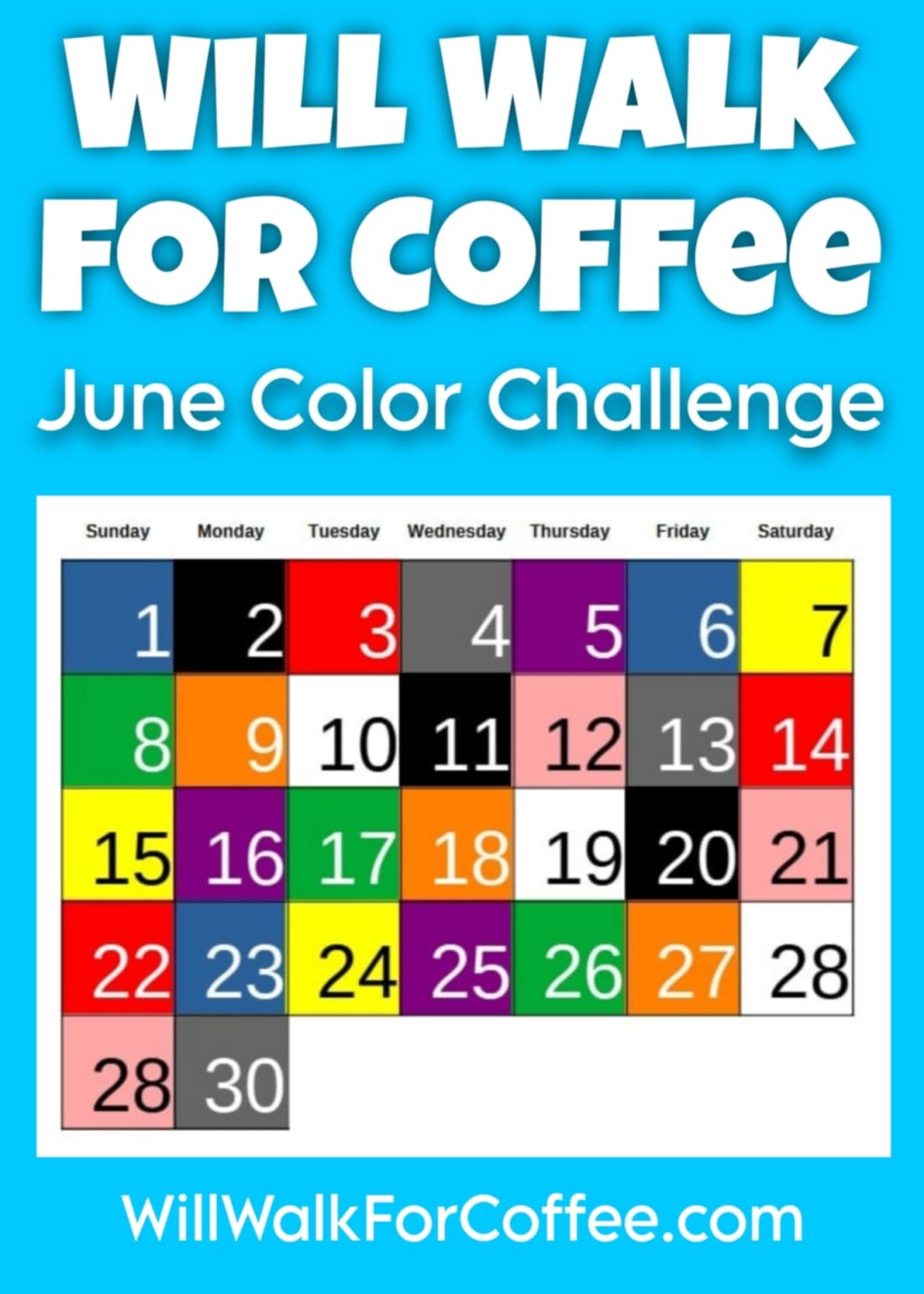 Take the June Color Challenge! – Will Walk for Coffee